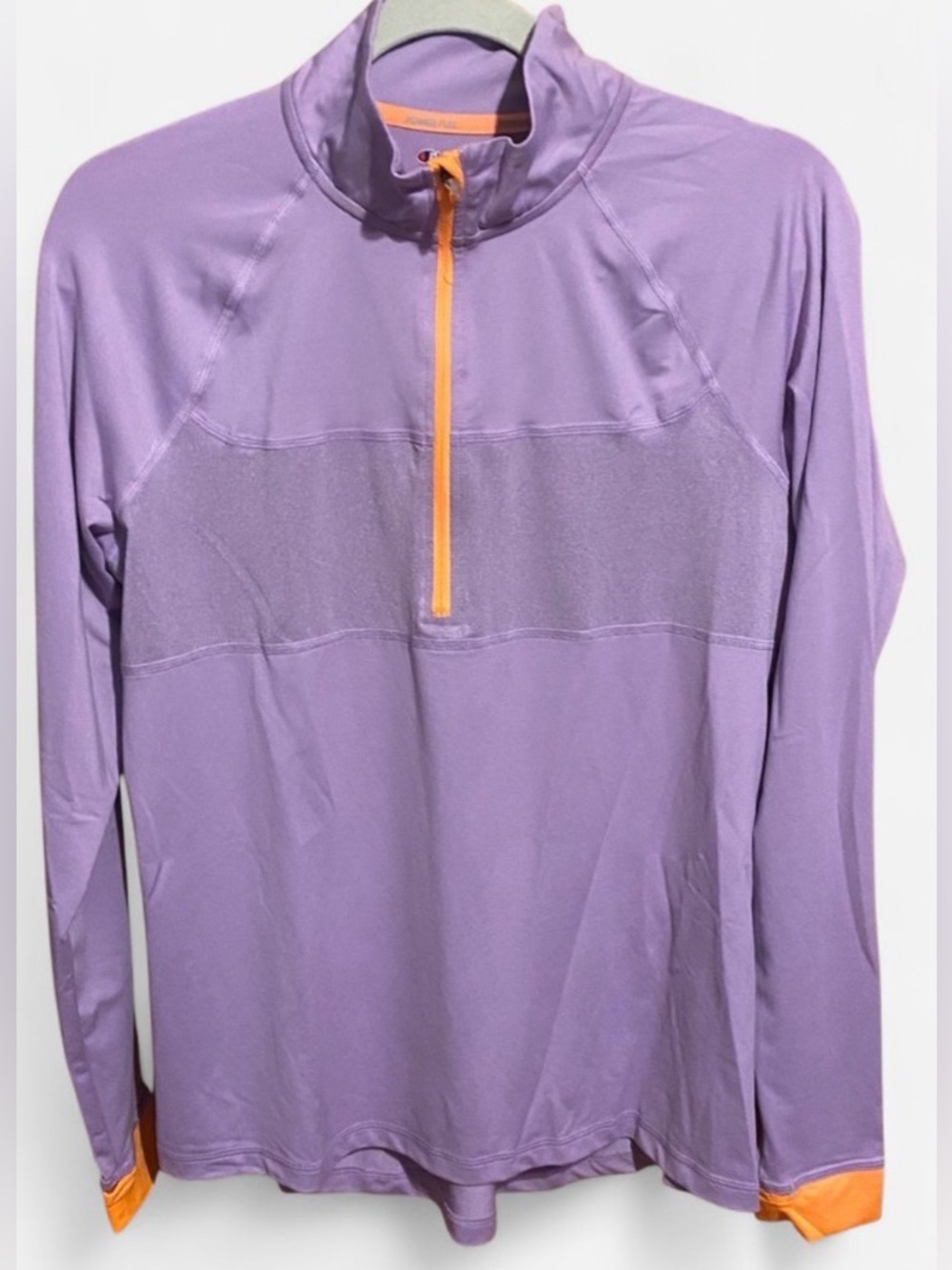 Champion power, flex performance3/4 zip pullover purple orange /Large